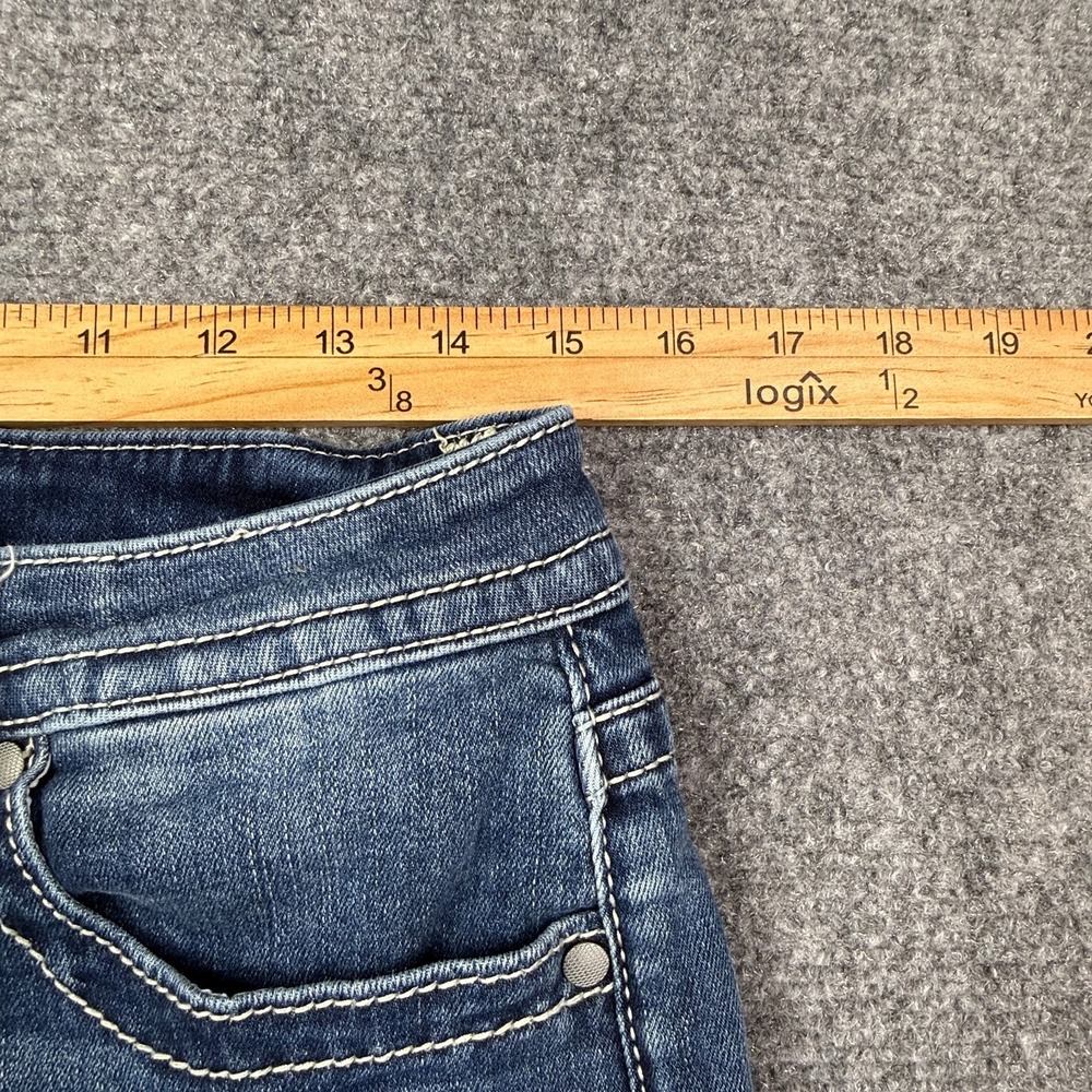 Vigoss Womens Tomboy Jeans 10 Straight Leg Blue Embroidered Stretch Y2K - Picture 13 of 16